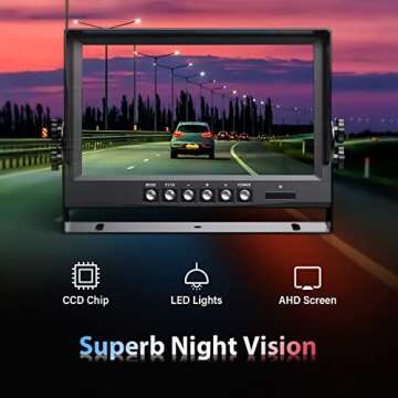 eRapta 1080P Wired Backup Camera System Kit,9" HD DVR Monitor with IP69 Waterproof Reverse/Side View Camera for RV Truck/Semi Box Truck/Trailer A9