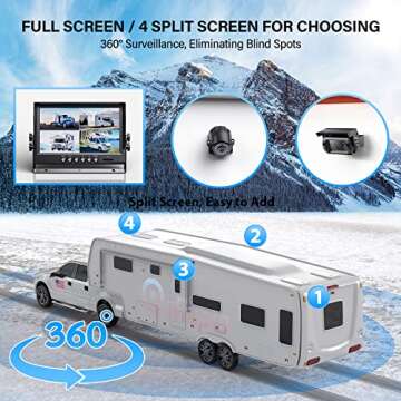 eRapta 1080P Wired Backup Camera System Kit,9" HD DVR Monitor with IP69 Waterproof Reverse/Side View Camera for RV Truck/Semi Box Truck/Trailer A9