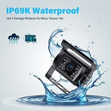 eRapta 1080P Wired Backup Camera System Kit,9" HD DVR Monitor with IP69 Waterproof Reverse/Side View Camera for RV Truck/Semi Box Truck/Trailer A9