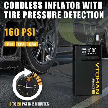 VTOMAN X7 Jump Starter with Air Compressor - 4250A Portable