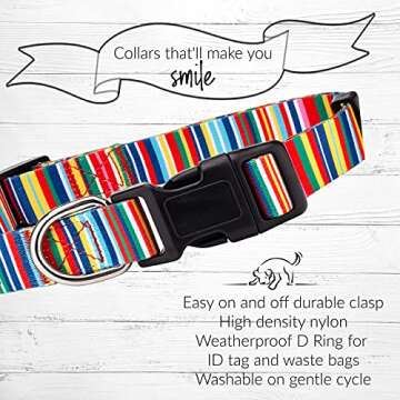 Lucky Love Dog Collars for Large Dogs Rainbow Pattern, Colorful Girl or Boy Dog Collar for Large Dog...