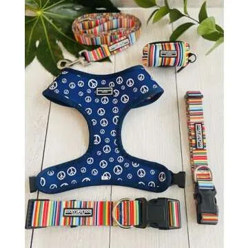 Lucky Love Dog Collars for Large Dogs Rainbow Pattern, Colorful Girl or Boy Dog Collar for Large Dogs, Rainbow Stripes, Hippie, Large