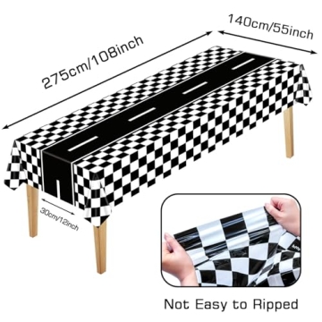 Piokio Racing Car Tablecloths 2 Pack - 55x108 Inches