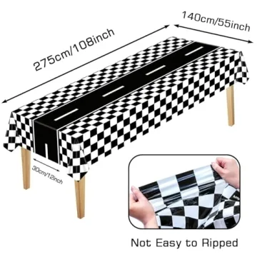 Piokio Racing Car Tablecloths 2 Pack - 55x108 Inches