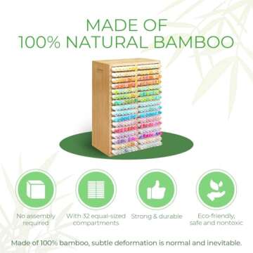 Ohuhu Bamboo Marker Organizer, Desktop Storage Hold 224 Markers for Honolulu Oahu Series of Ohuhu Markers, Pens Pencils Stationary Organizer Holder with 32 Compartments for Classroom Office Decor