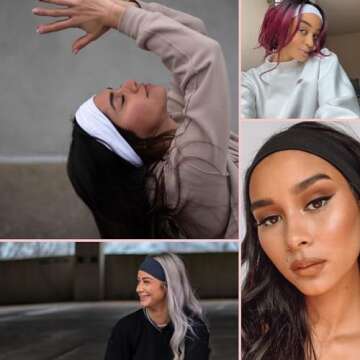 MLMOMVME 6 Pcs Black White Headbands for Women Hair Cotton Headband Non-slip Stretchy Elastic Head Wrap Holder Hair Accessories