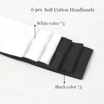 MLMOMVME 6 Pcs Black White Headbands for Women Hair Cotton Headband Non-slip Stretchy Elastic Head Wrap Holder Hair Accessories