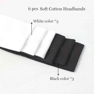 MLMOMVME 6 Pcs Black White Headbands for Women Hair Cotton Headband Non-slip Stretchy Elastic Head Wrap Holder Hair Accessories
