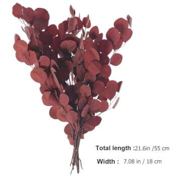 Happyyami Artificial Dried Burgundy Eucalyptus Stems - 15 Inch Faux Eucalyptus Leaves Bouquet - Perf...
