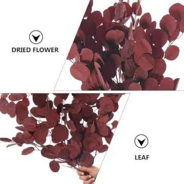 Happyyami Artificial Dried Burgundy Eucalyptus Stems - 15 Inch Faux Eucalyptus Leaves Bouquet - Perfect for Home Decor, Weddings, and Seasonal Arrangements