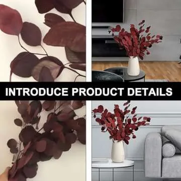 Happyyami Artificial Dried Burgundy Eucalyptus Stems - 15 Inch Faux Eucalyptus Leaves Bouquet - Perfect for Home Decor, Weddings, and Seasonal Arrangements
