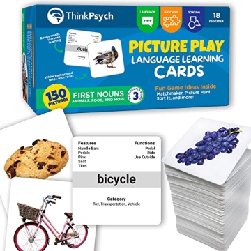 ThinkPsych First Nouns Picture Play Cards | Award Winning | 150 Picture Cards for Speech Development...