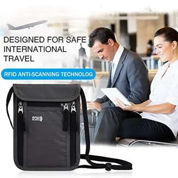 KEAFOLS Travel Pouch Neck Wallet with RFID Blocking