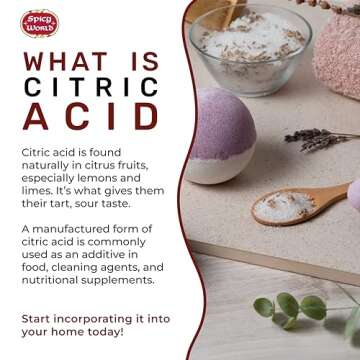 Spicy World Citric Acid 5 LB Bag | 100% Pure, Food Grade & Non-GMO | Versatile Citric Acid Powder fo...