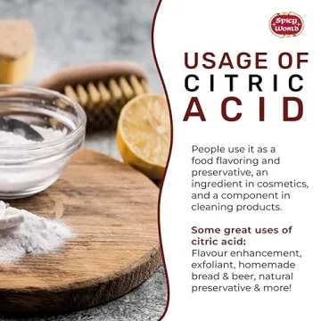 Spicy World Citric Acid 5 LB Bag | 100% Pure, Food Grade & Non-GMO | Versatile Citric Acid Powder for Cleaning, Bath Bombs, Preserving | Fine Granular | Premium Quality