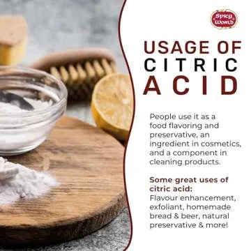 Spicy World Citric Acid 5 LB Bag | 100% Pure, Food Grade & Non-GMO | Versatile Citric Acid Powder for Cleaning, Bath Bombs, Preserving | Fine Granular | Premium Quality