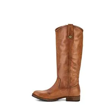 Frye Melissa Button Lug Equestrian-Inspired Tall Boots for Women Made from Hard-Wearing Vintage Leather with Antique Silver Hardware and Leather Outsole – 15 ¼” Shaft Height, Cognac - 5.5M