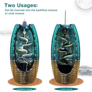 Incense Waterfall Burner, Backflow Incense Burner, Waterfall Incense Burner with 120 PCS Incense Cones + 30 Incense Sticks + Accessories + Exquisite Box (2021 Latest)