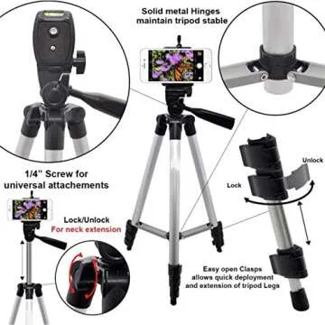 DIGIANT 50 Inch Aluminum Camera Phone Tripod+ Universal Tripod Smartphone Mount for Apple, iPhone Sa...