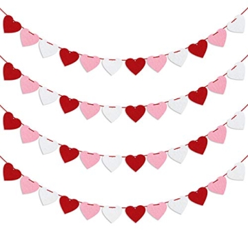 Vibrant Felt Heart Garland for Valentine's Weddings Parties