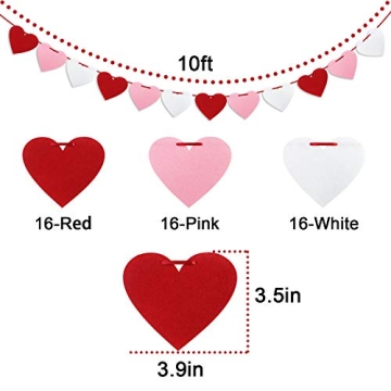 Vibrant Felt Heart Garland for Valentine's Weddings Parties