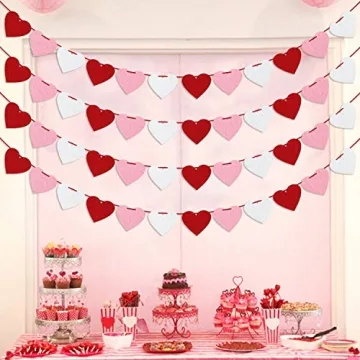 Vibrant Felt Heart Garland for Valentine's Weddings Parties