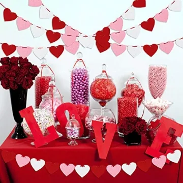 Vibrant Felt Heart Garland for Valentine's Weddings Parties