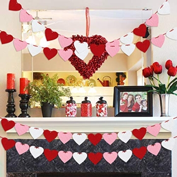 Vibrant Felt Heart Garland for Valentine's Weddings Parties