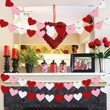 Vibrant Felt Heart Garland for Valentine's Weddings Parties