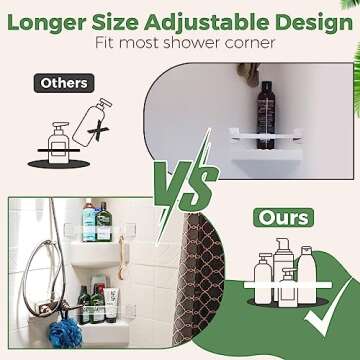 ENONCI RV Accessories for Inside Clear, Camper Must Haves, Shower Corner Storage Bar with 2 Razor Hanger, Adjustable Acrylic for Corner Shelves Length 8-14 inches Applicable for Most RV Camper