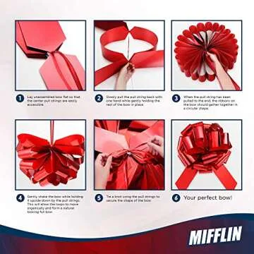 Mifflin-USA Big Car Bow - Metallic Red, 18 Inch - Giant Gift Bow for Birthday, Christmas - Huge Car Décor