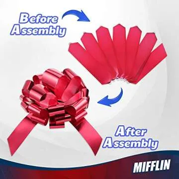 Mifflin-USA Big Car Bow - Metallic Red, 18 Inch - Giant Gift Bow for Birthday, Christmas - Huge Car Décor