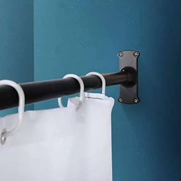 PrettyHome L Shapaed Bathroom Bathtub Corner Shower Curtain Rod Large Space 28"x68",Black Finished