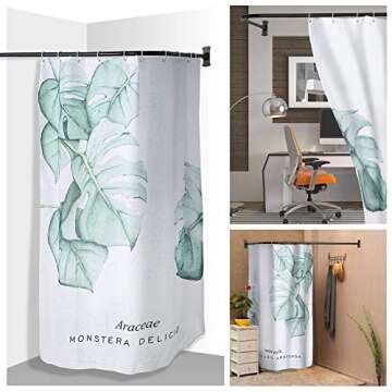 PrettyHome L Shapaed Bathroom Bathtub Corner Shower Curtain Rod Large Space 28"x68",Black Finished