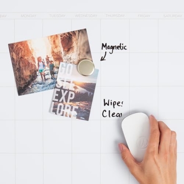 U Brands Magnetic Dry Erase Calendar Board, 20"x16", Gold Aluminum Frame, Includes Magnet and Marker