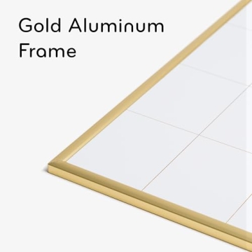 U Brands Magnetic Dry Erase Calendar Board, 20"x16", Gold Aluminum Frame, Includes Magnet and Marker