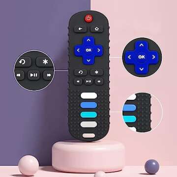 ERSIHUA 2-Pack Baby Teething Toys-TV Remote Control Shape Silicone Infants Teething Toys for Babies 0-18 Months,BPA-Free (2packs-Black)