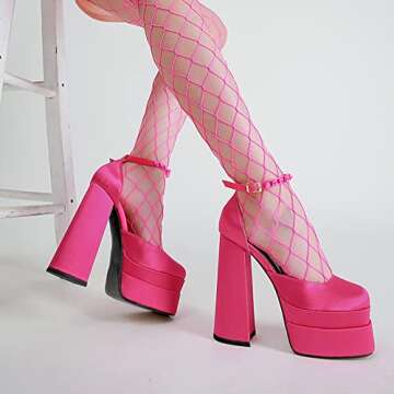 Greemarliy Women's Chunky Block Heels Platform Shoes Closed Toe Thick Heel Pumps of Ankle Strip with Rhinestone for Women Silk Satin Sandals