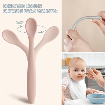 NETANY Silicone Baby Feeding Spoons for Mealtime Ease