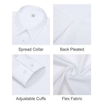 Gleeivy Button Down Shirts for Women Long Sleeve Dress Shirts Classic Fit Solid Cotton Women Dress Shirts Work Office White M