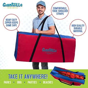 Giantville Giant 4 in a Row Connect Game - Storage Carry Bag Included - 4 Feet Wide by 3.5 Feet Tall - Oversized Floor Activity for Kids & Adults – Jumbo Sized Outdoor/Indoor Play - Durable Waterproof