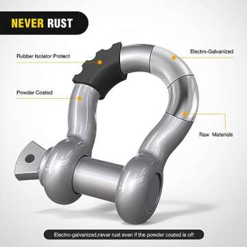 Nilight 2 Pack 3/4" D-Ring Shackle with 7/8" Screw Pin 41,887lbs Break Strength, Heavy Duty Off Road Recovery Shackle with Isolators Washers for Use with Tow Strap, Winch, Off-Road Jeep Truck Vehicle