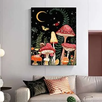 LWZAYS Paint by Number for Adults Beginner, DIY Painting by Numbers Kits for Adults Kids Paint Kits Canvas Gifts Arts Crafts for Home Decor Moon Mushroom Forest Butterfly 16x20 Inch