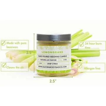 Lemongrass Hand-Poured Beeswax Candle - Eco-Friendly Delight