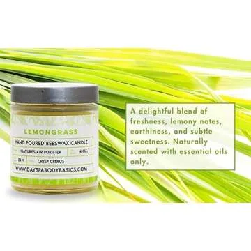 Lemongrass Hand-Poured Beeswax Candle - Eco-Friendly Delight