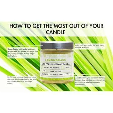 Lemongrass Hand-Poured Beeswax Candle - Eco-Friendly Delight
