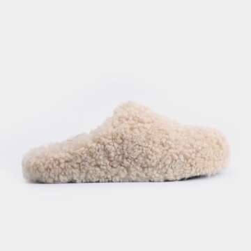 XOBZJH Beige Real Wool Clogs For Women 2024 Trendy,Slip on Slides Sandals,Shoes Women's Mules & Clog...