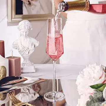 Elegant Pink Champagne Flutes Set for Celebrations and Gifts