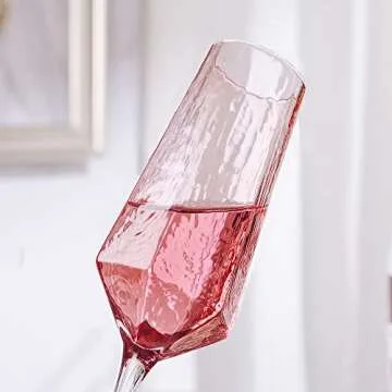 Elegant Pink Champagne Flutes Set for Celebrations and Gifts