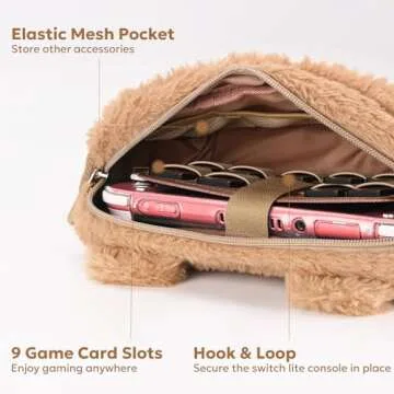 innoAura Switch Lite Case, 14 in 1 Switch Lite Accessories Bundle with Cute Switch Lite Carrying Case, Switch Lite Protective Case, Switch Lite Screen Protector, Switch Thumb Caps (Brown Bear)